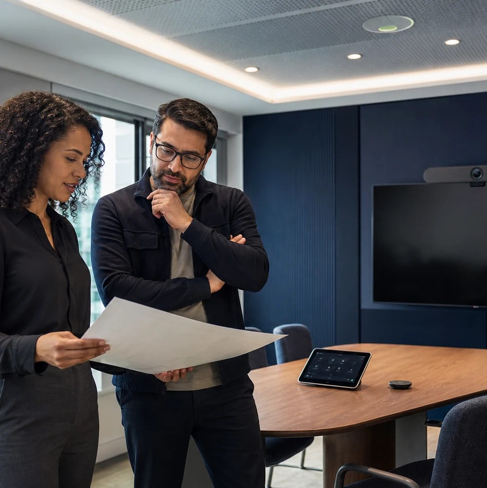 Audio Visual consultant planning an integrated corporate meeting room