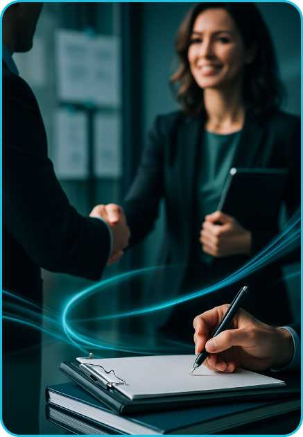 Procurement brief with requirements and scoring framework on a modern desk